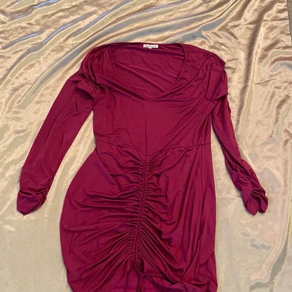 Cranberry ruched minidress - Picture 1 of 8